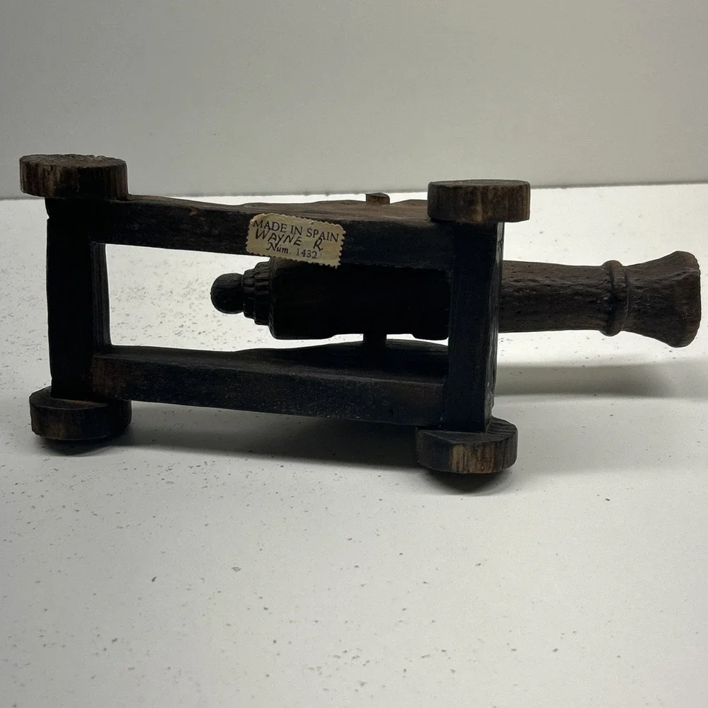 Vintage Hand Carved Wooden Decorative Cannon Model 1432 Made In Spain